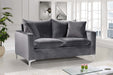 Naomi Grey Velvet Loveseat - 633Grey-L - Vega Furniture