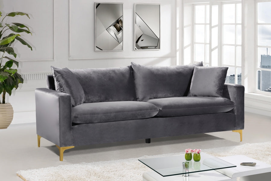 Naomi Grey Velvet Sofa - 633Grey-S - Vega Furniture