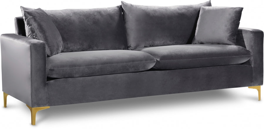 Naomi Grey Velvet Sofa - 633Grey-S - Vega Furniture