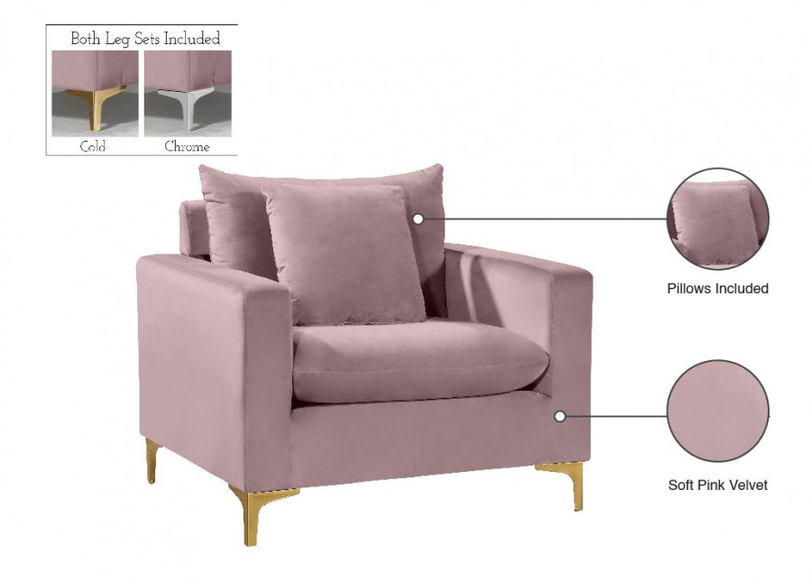 Naomi Pink Velvet Chair - 633Pink-C - Vega Furniture