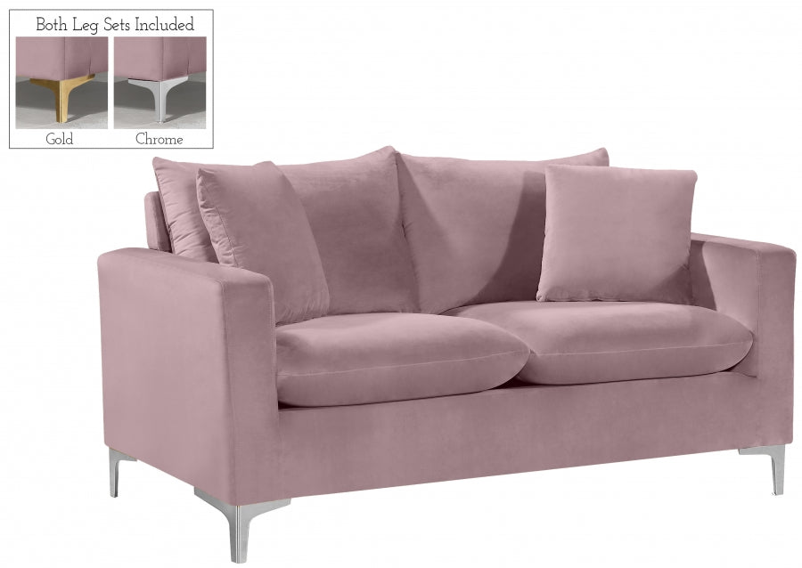 Naomi Pink Velvet Loveseat - 633Pink-L - Vega Furniture