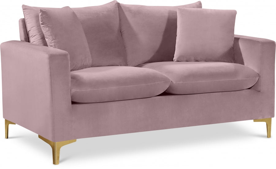 Naomi Pink Velvet Loveseat - 633Pink-L - Vega Furniture