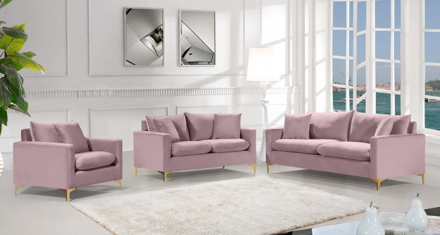 Naomi Pink Velvet Loveseat - 633Pink-L - Vega Furniture