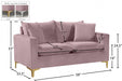 Naomi Pink Velvet Loveseat - 633Pink-L - Vega Furniture