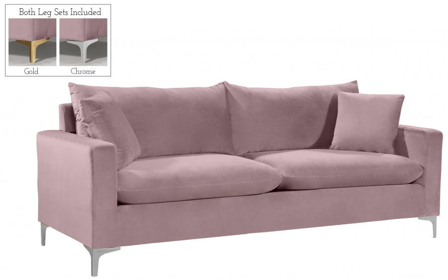 Naomi Pink Velvet Sofa - 633Pink-S - Vega Furniture