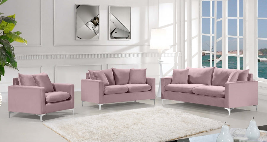 Naomi Pink Velvet Sofa - 633Pink-S - Vega Furniture