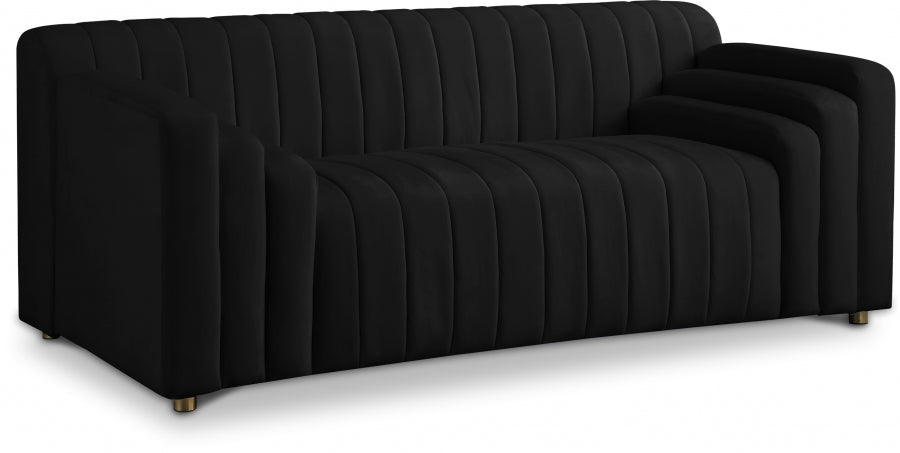 Naya Black Velvet Loveseat - 637Black-L - Vega Furniture