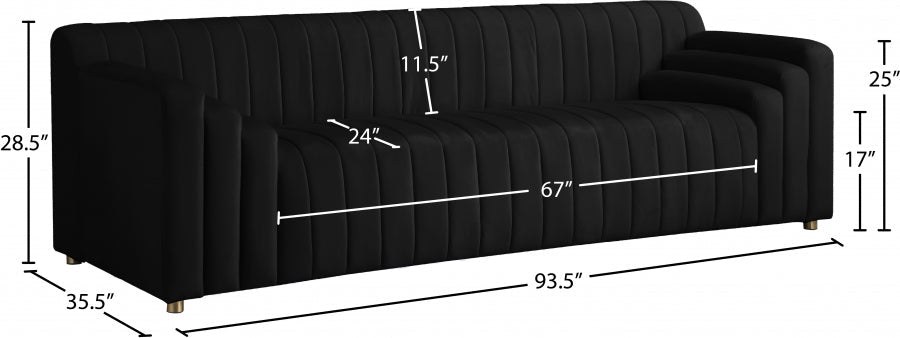 Naya Black Velvet Sofa - 637Black-S - Vega Furniture