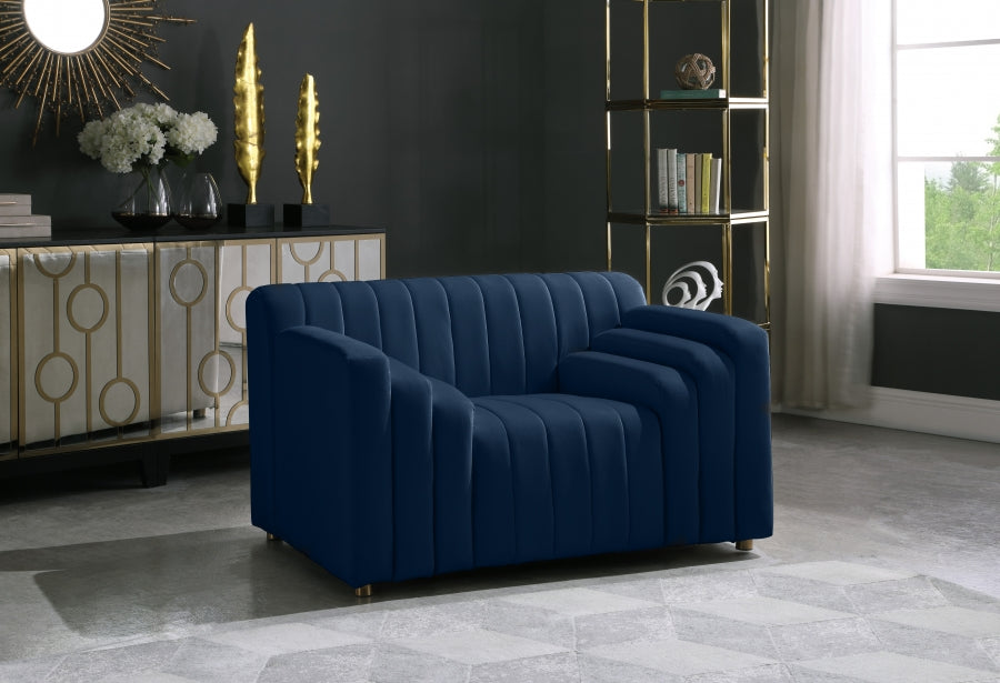 Naya Blue Velvet Chair - 637Navy-C - Vega Furniture