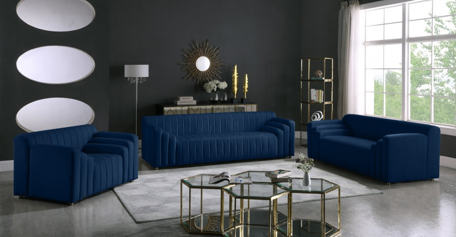 Naya Blue Velvet Sofa - 637Navy-S - Vega Furniture