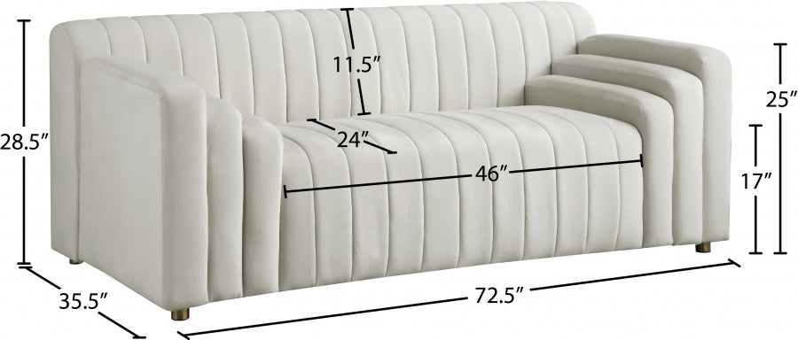 Naya Cream Velvet Loveseat - 637Cream-L - Vega Furniture