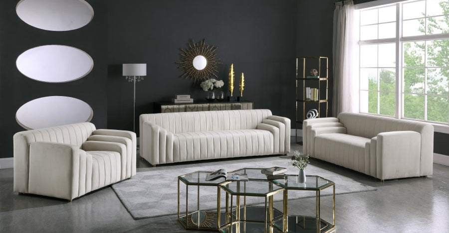 Naya Cream Velvet Loveseat - 637Cream-L - Vega Furniture