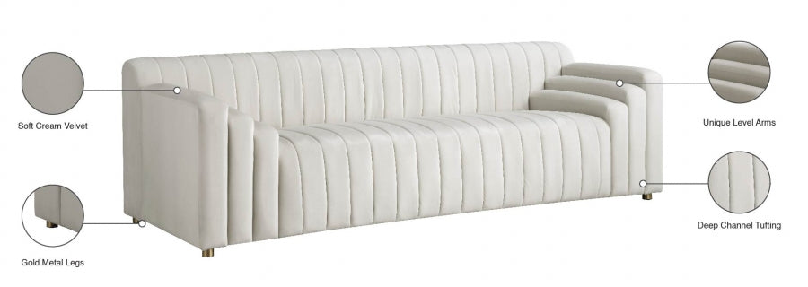 Naya Cream Velvet Sofa - 637Cream-S - Vega Furniture