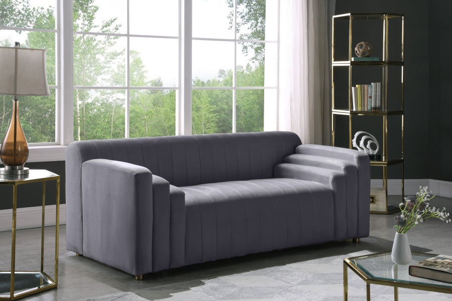 Naya Grey Velvet Loveseat - 637Grey-L - Vega Furniture