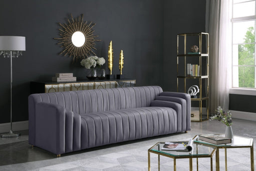 Naya Grey Velvet Sofa - 637Grey-S - Vega Furniture