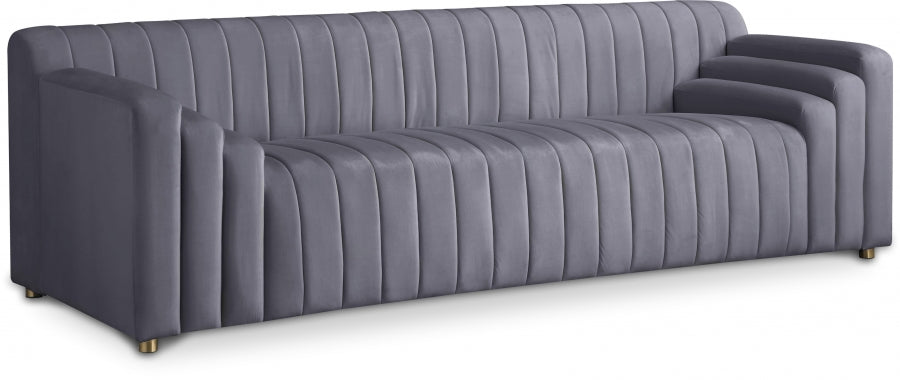 Naya Grey Velvet Sofa - 637Grey-S - Vega Furniture