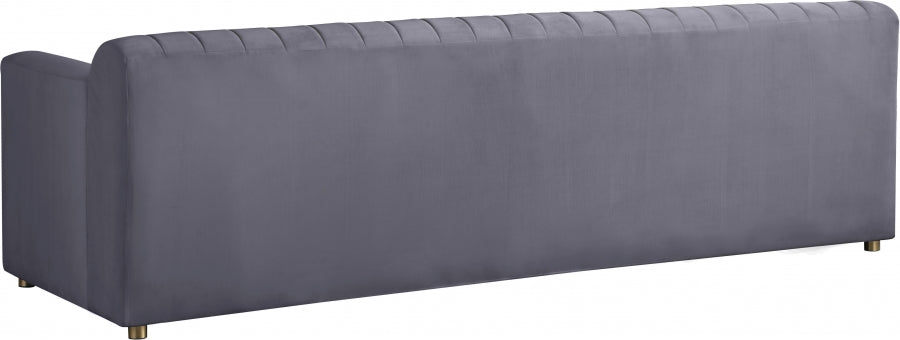 Naya Grey Velvet Sofa - 637Grey-S - Vega Furniture