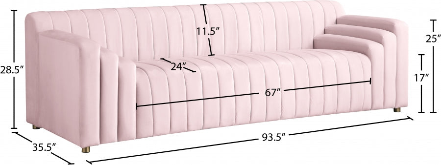 Naya Pink Velvet Sofa - 637Pink-S - Vega Furniture