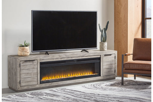 Naydell Gray 92" TV Stand with Electric Fireplace - SET | W100-22 | W996-78 - Vega Furniture