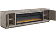 Naydell Gray 92" TV Stand with Electric Fireplace - SET | W100-22 | W996-78 - Vega Furniture