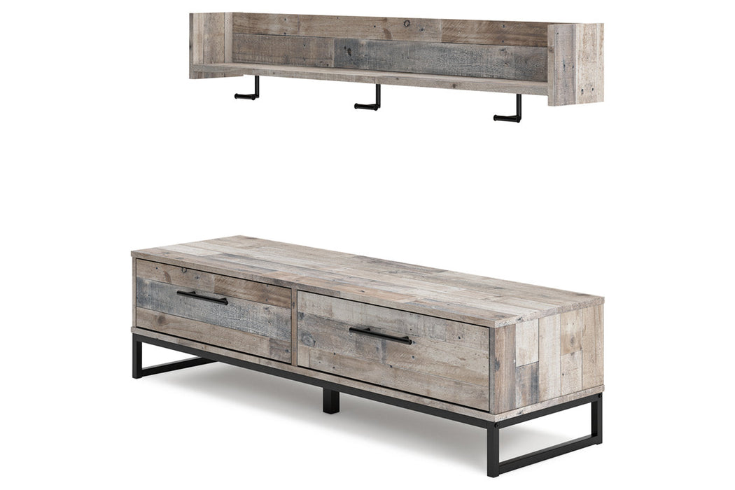 Neilsville Whitewash Bench with Coat Rack - SET | EA2320-150 | EA2320-151 - Vega Furniture