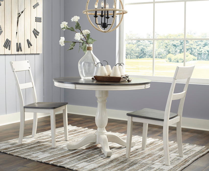 Nelling Two-tone 3-Piece Round Dining Set - SET | D287-15B | D287-15T | D287-01 - Vega Furniture