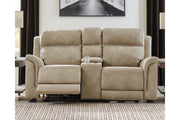 Next-Gen DuraPella Sand Power Reclining Loveseat with Console - 5930218 - Vega Furniture