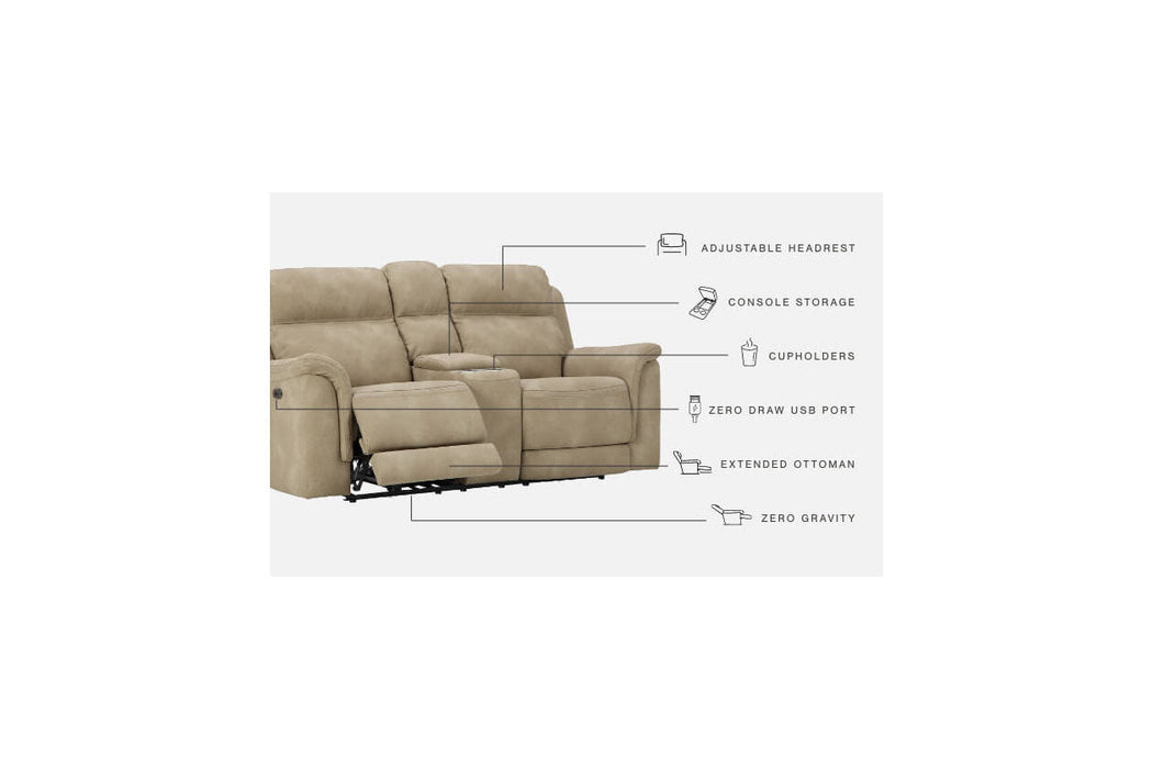 Next-Gen DuraPella Sand Power Reclining Loveseat with Console - 5930218 - Vega Furniture