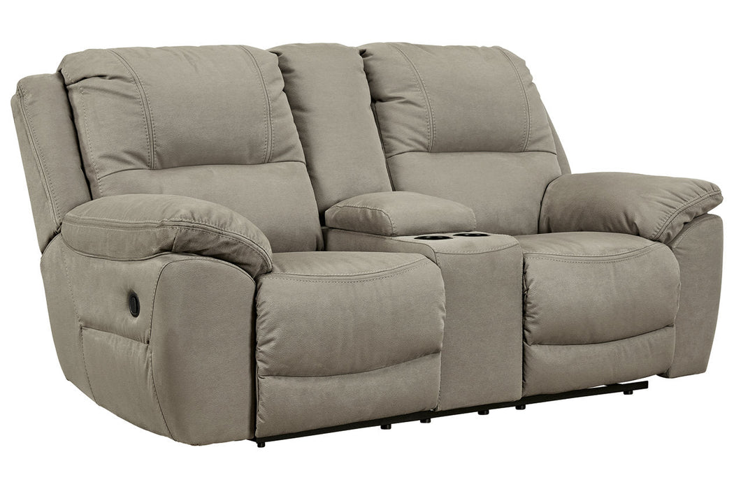 Next-Gen Gaucho Putty Reclining Loveseat with Console - 5420394 - Vega Furniture