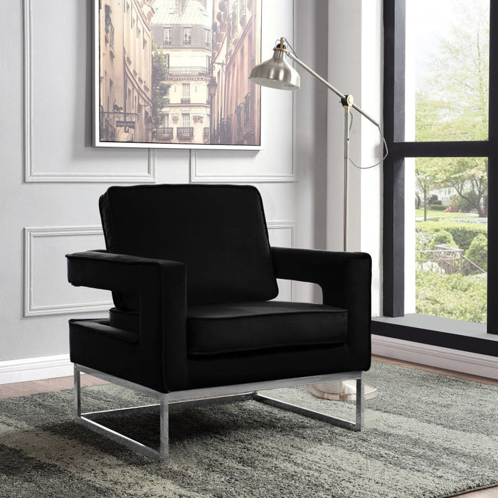 Noah Black Velvet Accent Chair - 510Black - Vega Furniture