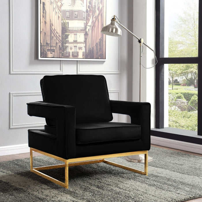 Noah Black Velvet Accent Chair - 511Black - Vega Furniture