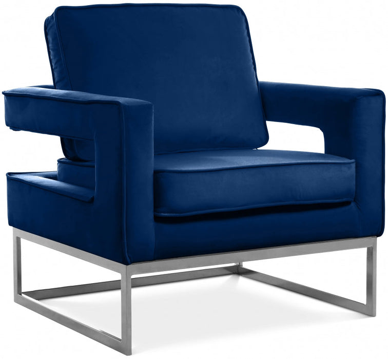 Noah Blue Velvet Accent Chair - 510Navy - Vega Furniture