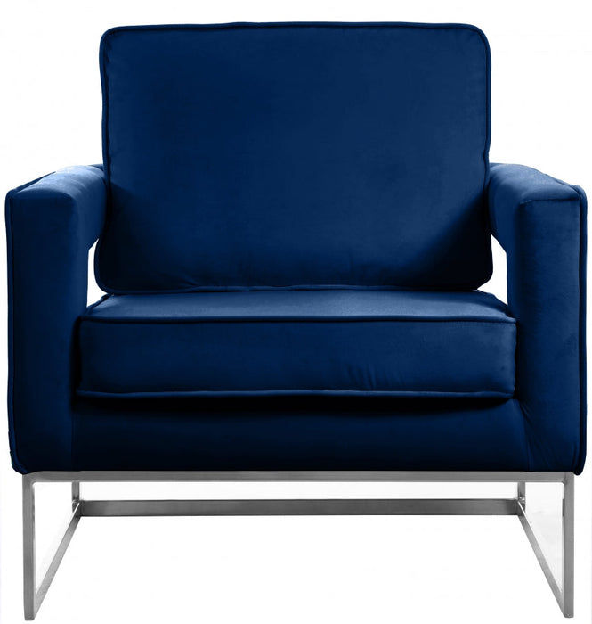 Noah Blue Velvet Accent Chair - 510Navy - Vega Furniture