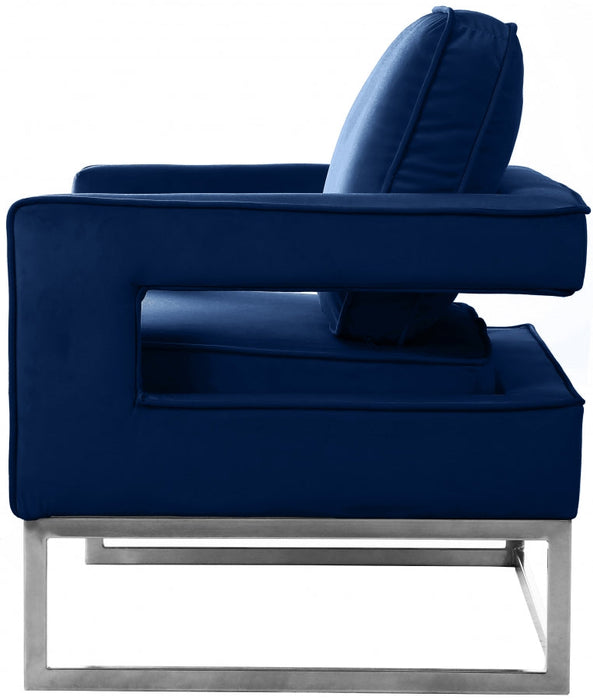 Noah Blue Velvet Accent Chair - 510Navy - Vega Furniture