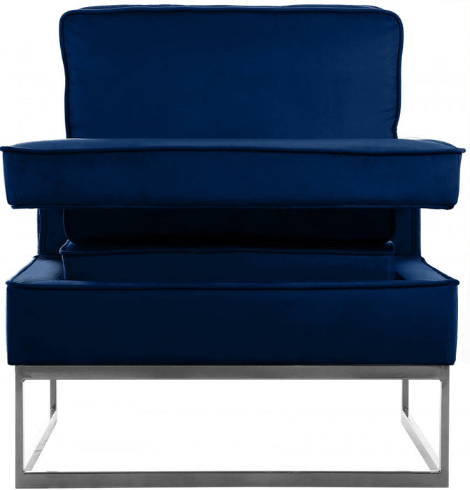 Noah Blue Velvet Accent Chair - 510Navy - Vega Furniture