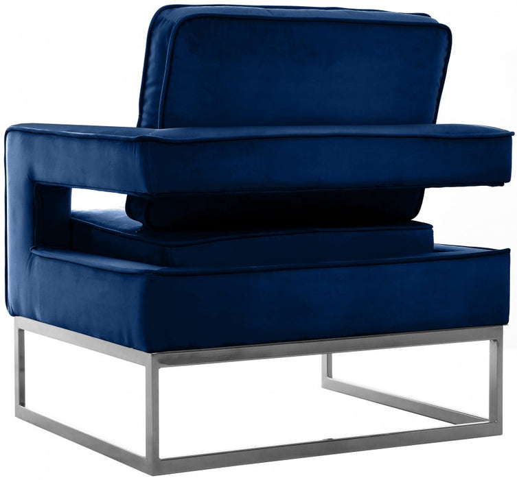 Noah Blue Velvet Accent Chair - 510Navy - Vega Furniture