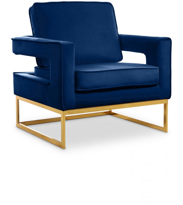 Noah Blue Velvet Accent Chair - 511Navy - Vega Furniture