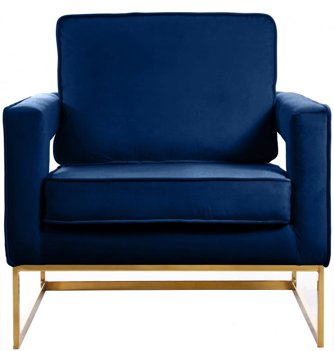 Noah Blue Velvet Accent Chair - 511Navy - Vega Furniture