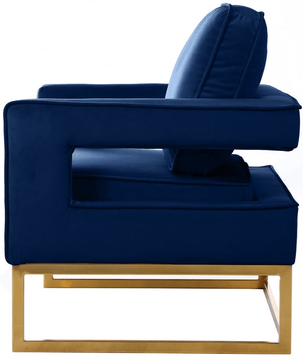 Noah Blue Velvet Accent Chair - 511Navy - Vega Furniture