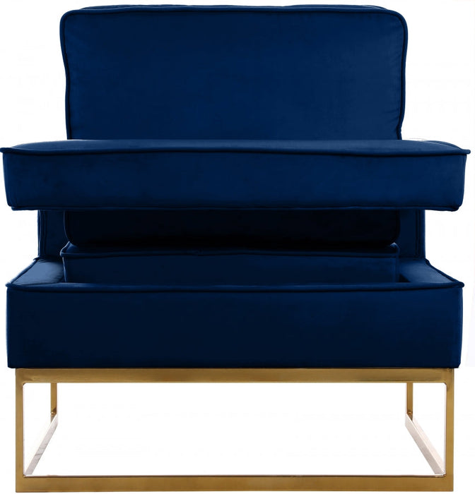 Noah Blue Velvet Accent Chair - 511Navy - Vega Furniture