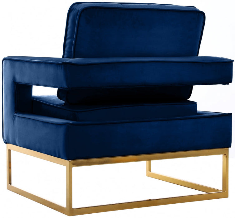 Noah Blue Velvet Accent Chair - 511Navy - Vega Furniture