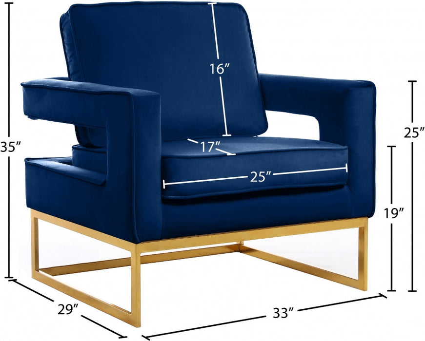 Noah Blue Velvet Accent Chair - 511Navy - Vega Furniture