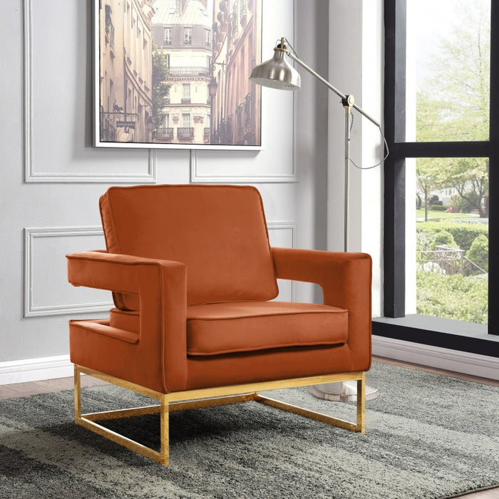 Noah Cognac Velvet Accent Chair - 511Cognac - Vega Furniture