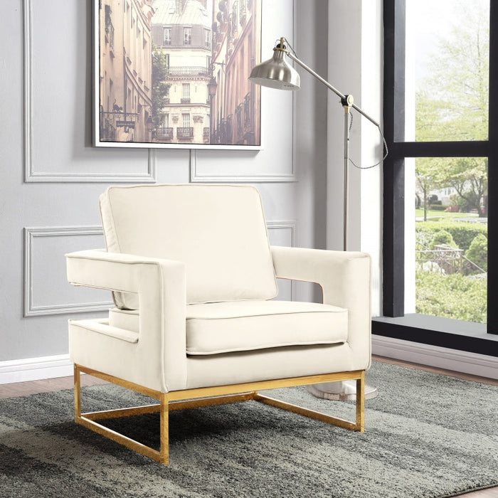 Noah Cream Velvet Accent Chair - 511Cream - Vega Furniture