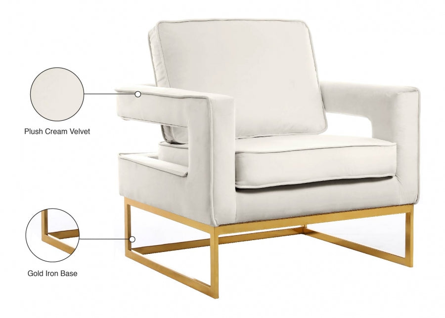 Noah Cream Velvet Accent Chair - 511Cream - Vega Furniture