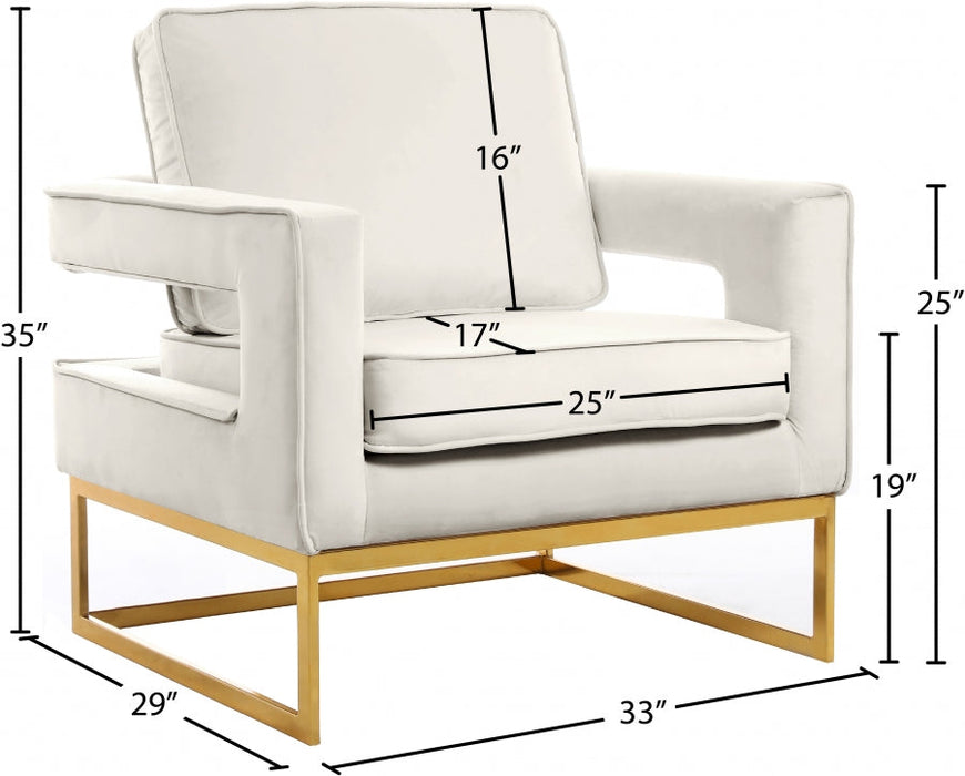 Noah Cream Velvet Accent Chair - 511Cream - Vega Furniture