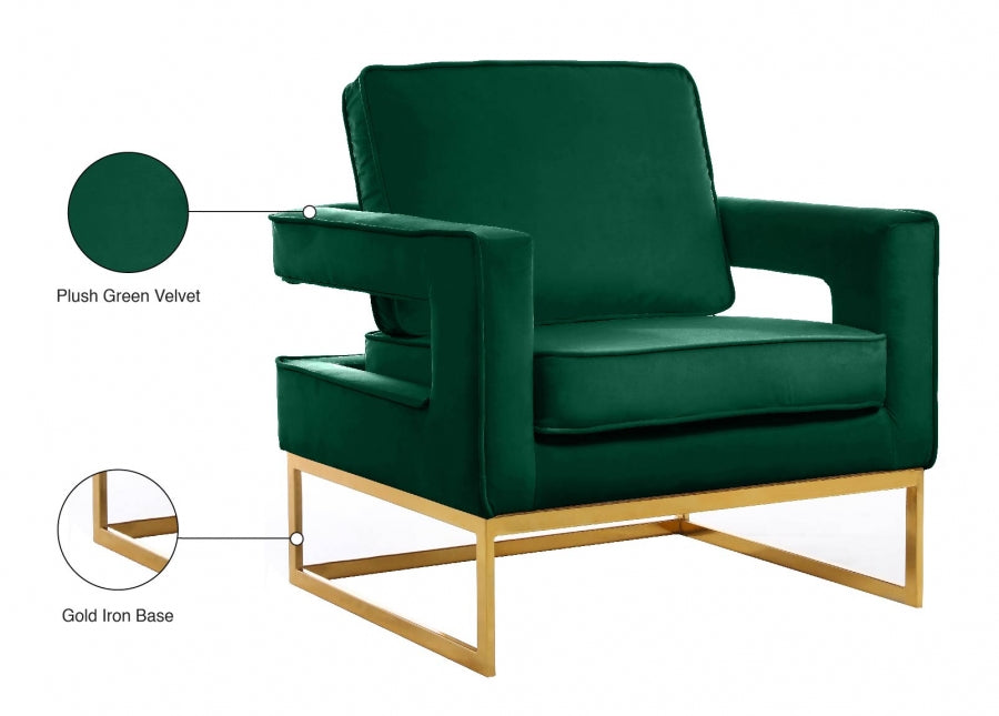 Noah Green Velvet Accent Chair - 511Green - Vega Furniture