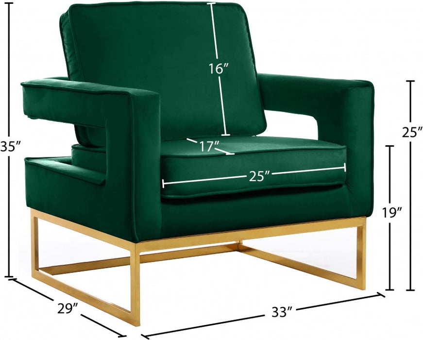 Noah Green Velvet Accent Chair - 511Green - Vega Furniture