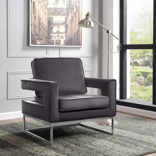 Noah Grey Velvet Accent Chair - 510Grey - Vega Furniture