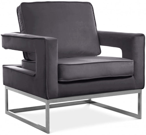 Noah Grey Velvet Accent Chair - 510Grey - Vega Furniture